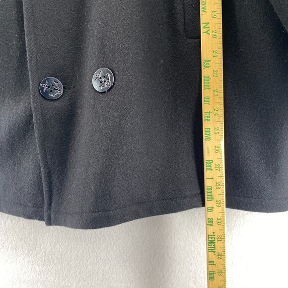 US NAVY Jacket Men L USN Military Wool Peacoat Double Breasted Uniform Black VTG - Picture 10 of 11